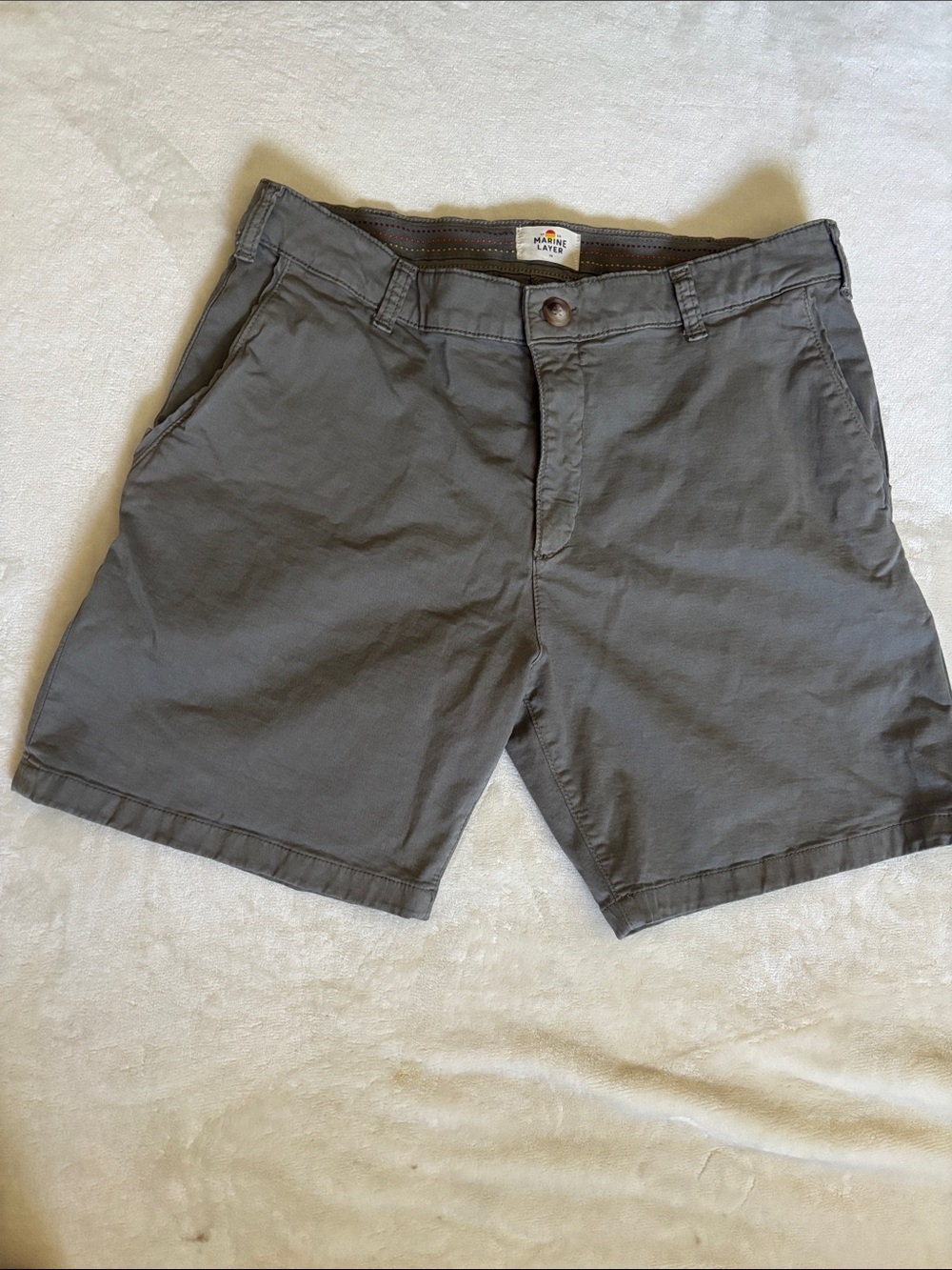 Marine Layer Men's Olive Flat-Front Shorts